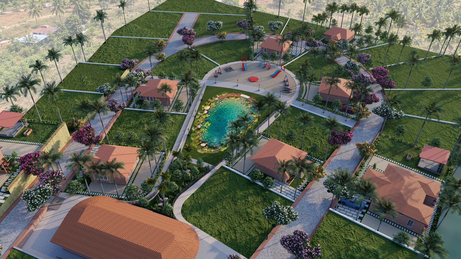 Project visualisation of selected plots beside the central garden